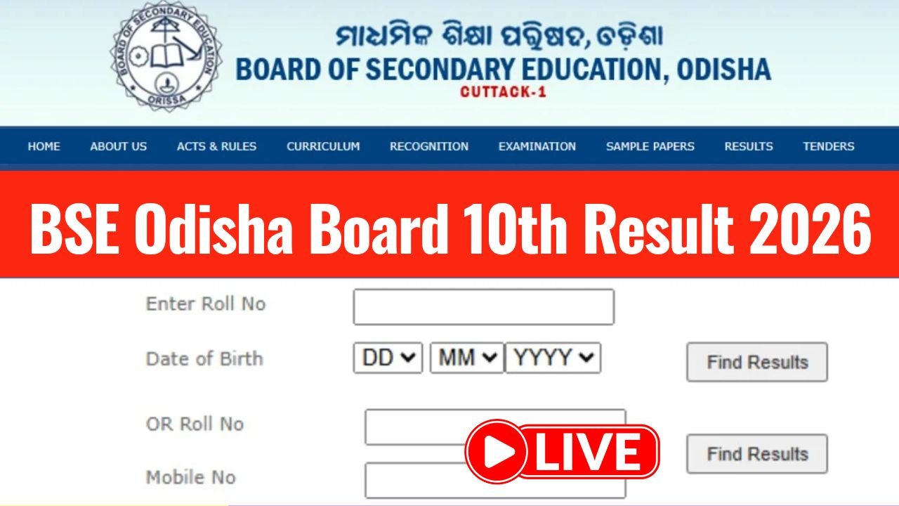 BSE Odisha Board 10th Result 2026 LIVE